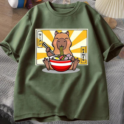 Capybara Cotton T-shirt Men's Clothing Oversized