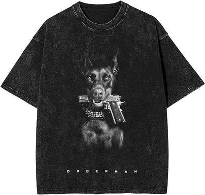 Men Women Streetwear Hip Hop Oversized T Shirt Funny Doberma