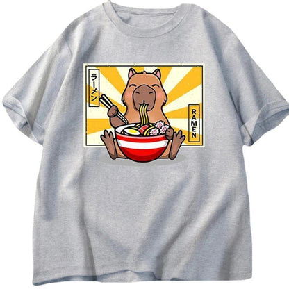 Capybara Cotton T-shirt Men's Clothing Oversized