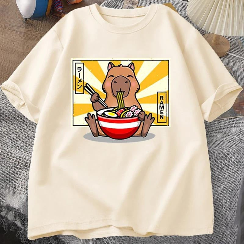 Capybara Cotton T-shirt Men's Clothing Oversized