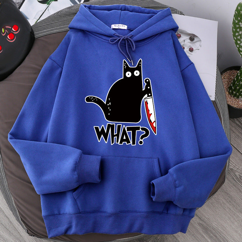 Killer Black Cat Surprised Hoodies Male