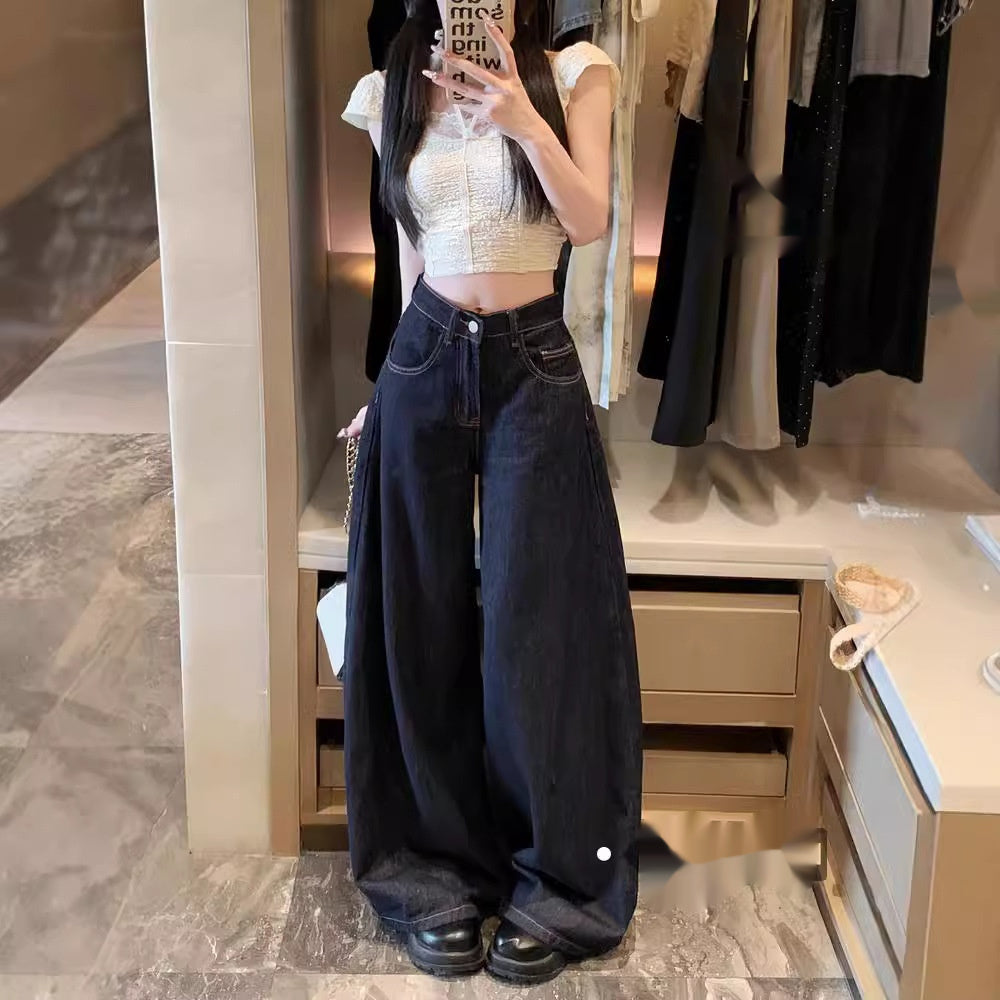 Women's American-style High Street Jeans Wide-leg Pants