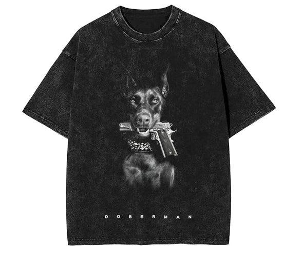 Men Women Streetwear Hip Hop Oversized T Shirt Funny Doberma