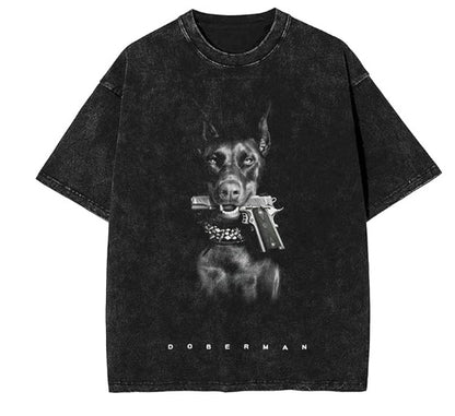 Men Women Streetwear Hip Hop Oversized T Shirt Funny Doberma