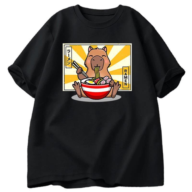 Capybara Cotton T-shirt Men's Clothing Oversized